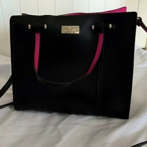 KATE SPADE BLACK & HOT PINK SATCHEL HANDBAG
